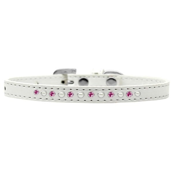 Pearl & Pink Crystal Puppy CollarWhite Size 14